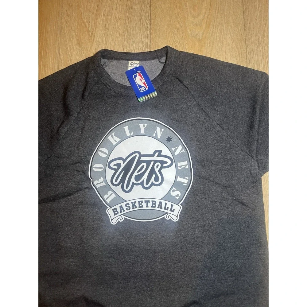 Brooklyn Nets NBA Official Tri-Blend Crewneck Sweatshirt Charcoal‎ Large